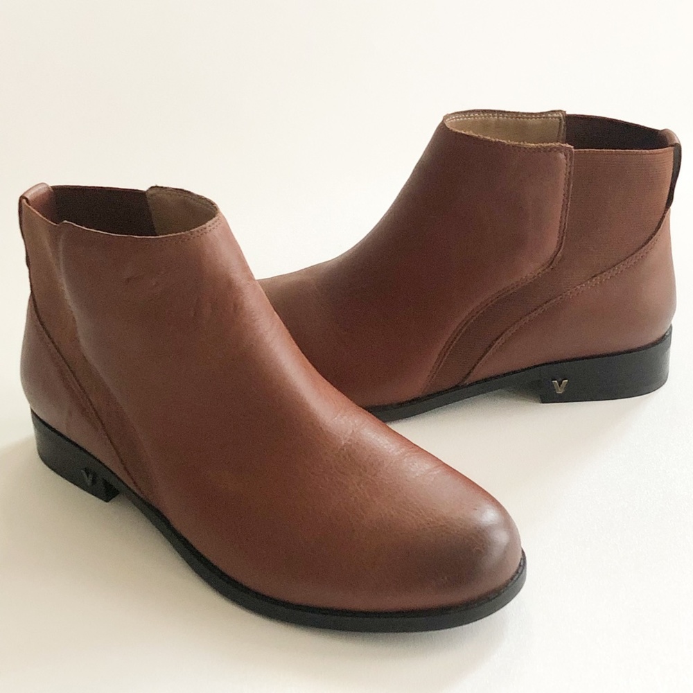Vionic Country Thatcher Chelsea Brown Leather Pull On Ankle Boots Sz 9.5